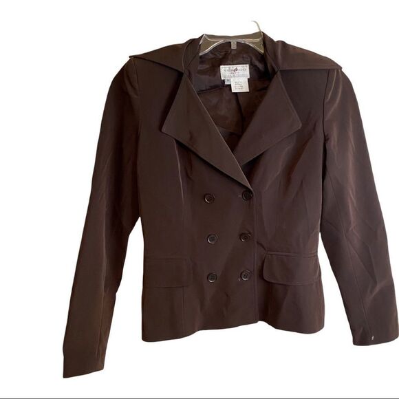 VERTIGO PARIS Doubled Breasted Blazer Jacket Made in France Sz M Brown - Picture 1 of 6